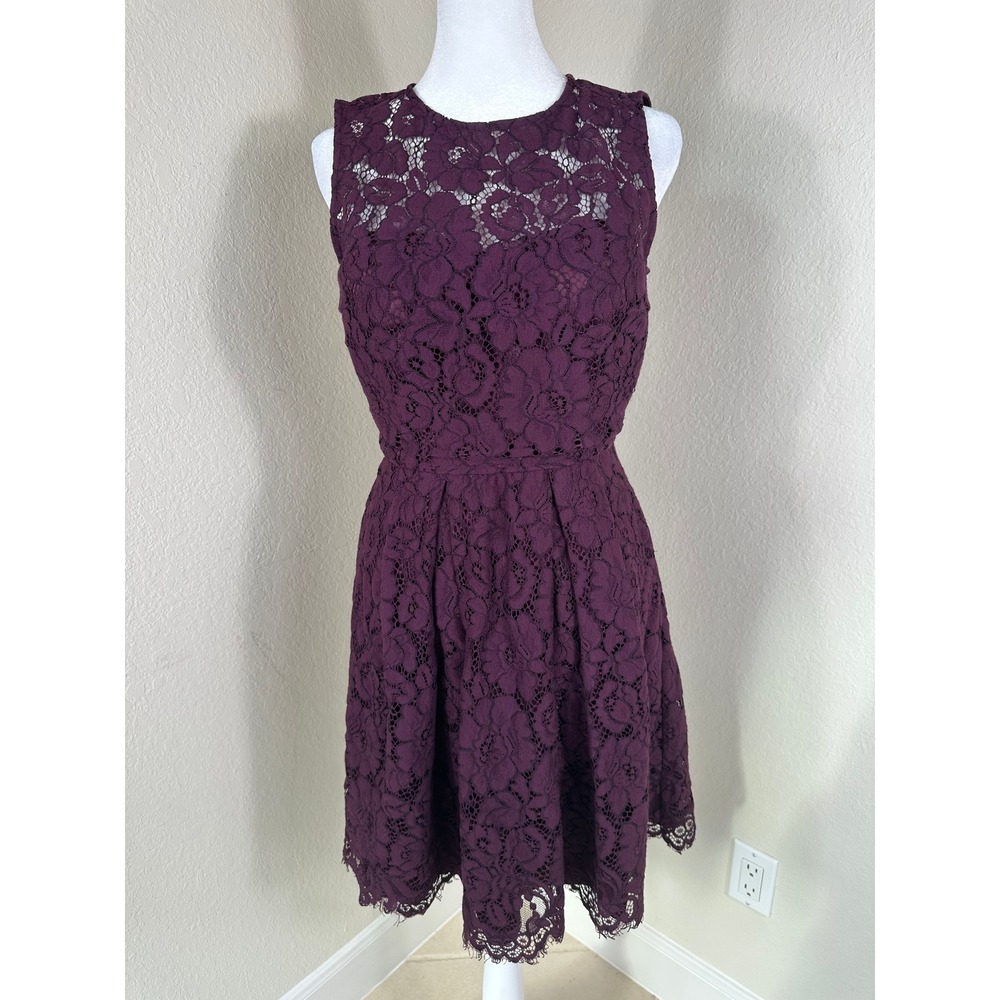 Anthropologie BHLDN Hitherto Kinsley Lace Mini Dress Women 2 Purple Fit Flare